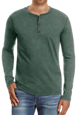 Men's Casual Slim Fit Long Sleeve Henley T-Shirts