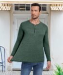 Men's Casual Slim Fit Long Sleeve Henley T-Shirts