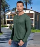 Men's Casual Slim Fit Long Sleeve Henley T-Shirts